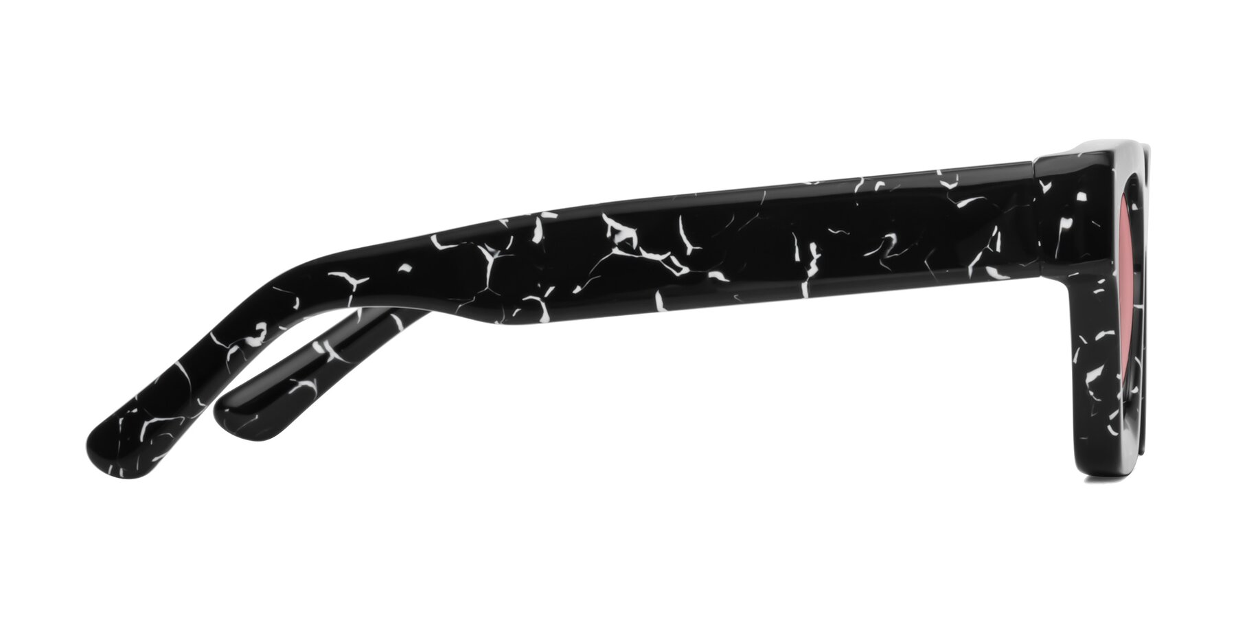 Side of Powers in Black Marble with Medium Garnet Tinted Lenses