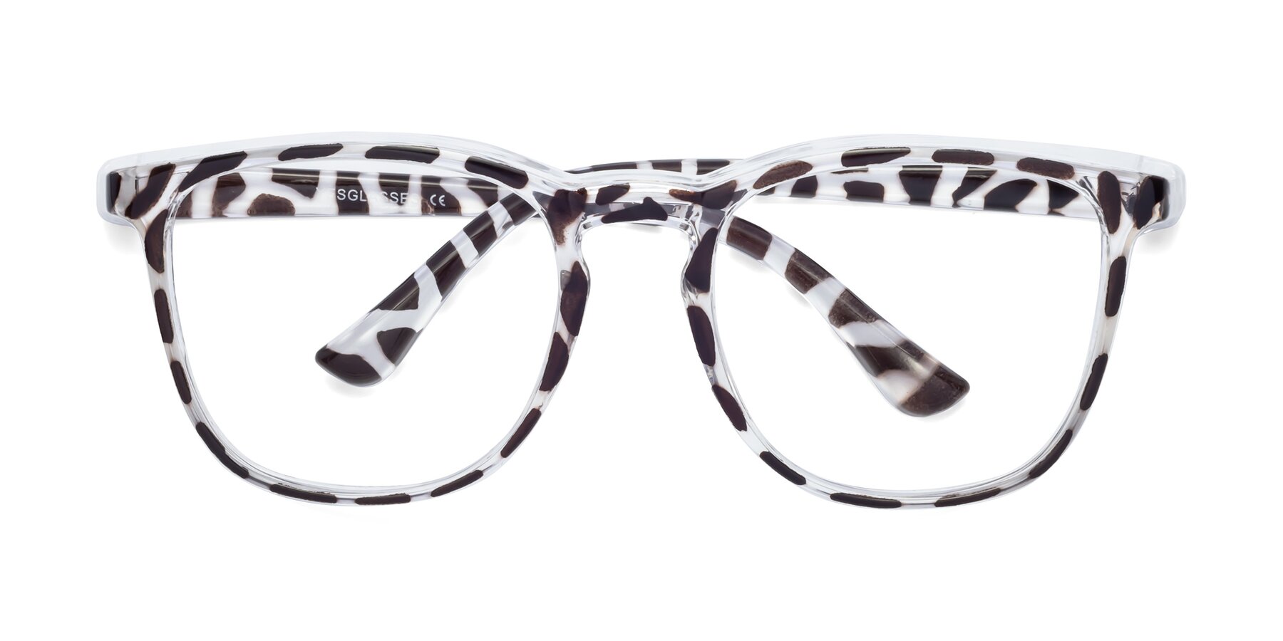 Folded Front of TR5062 in Leopard-Print with Clear Eyeglass Lenses