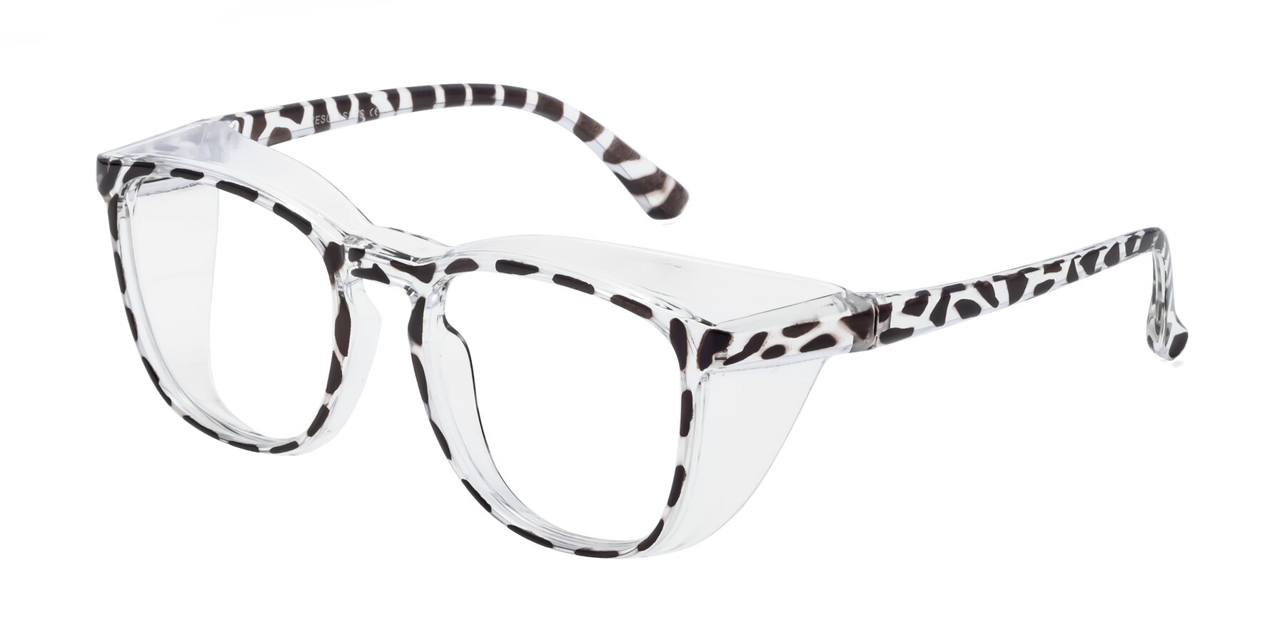 Angle of TR5062 in Leopard-Print with Clear Eyeglass Lenses