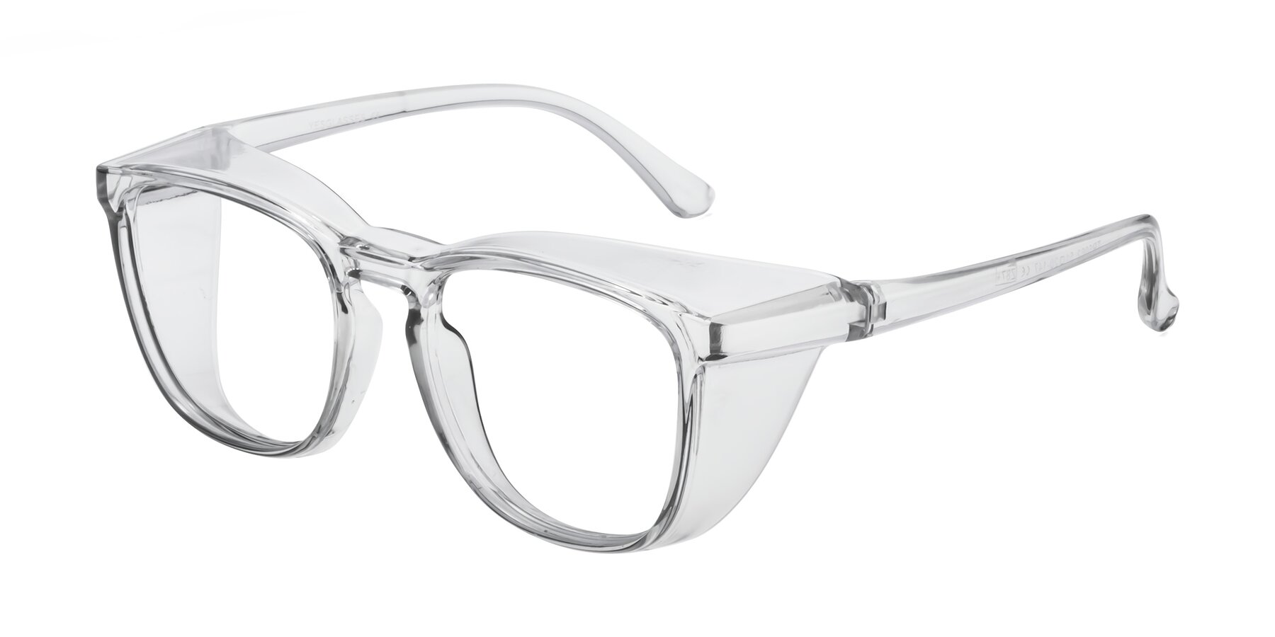 Angle of TR5062 in Light Gray with Clear Eyeglass Lenses