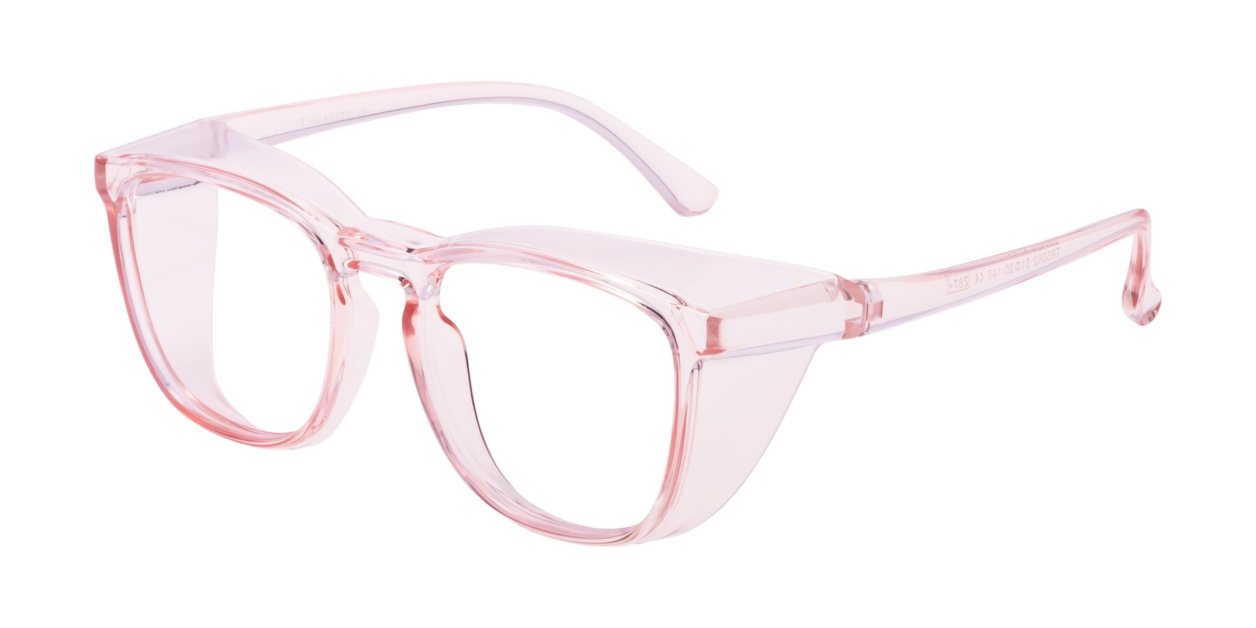 Angle of TR5062 in Pink with Clear Eyeglass Lenses