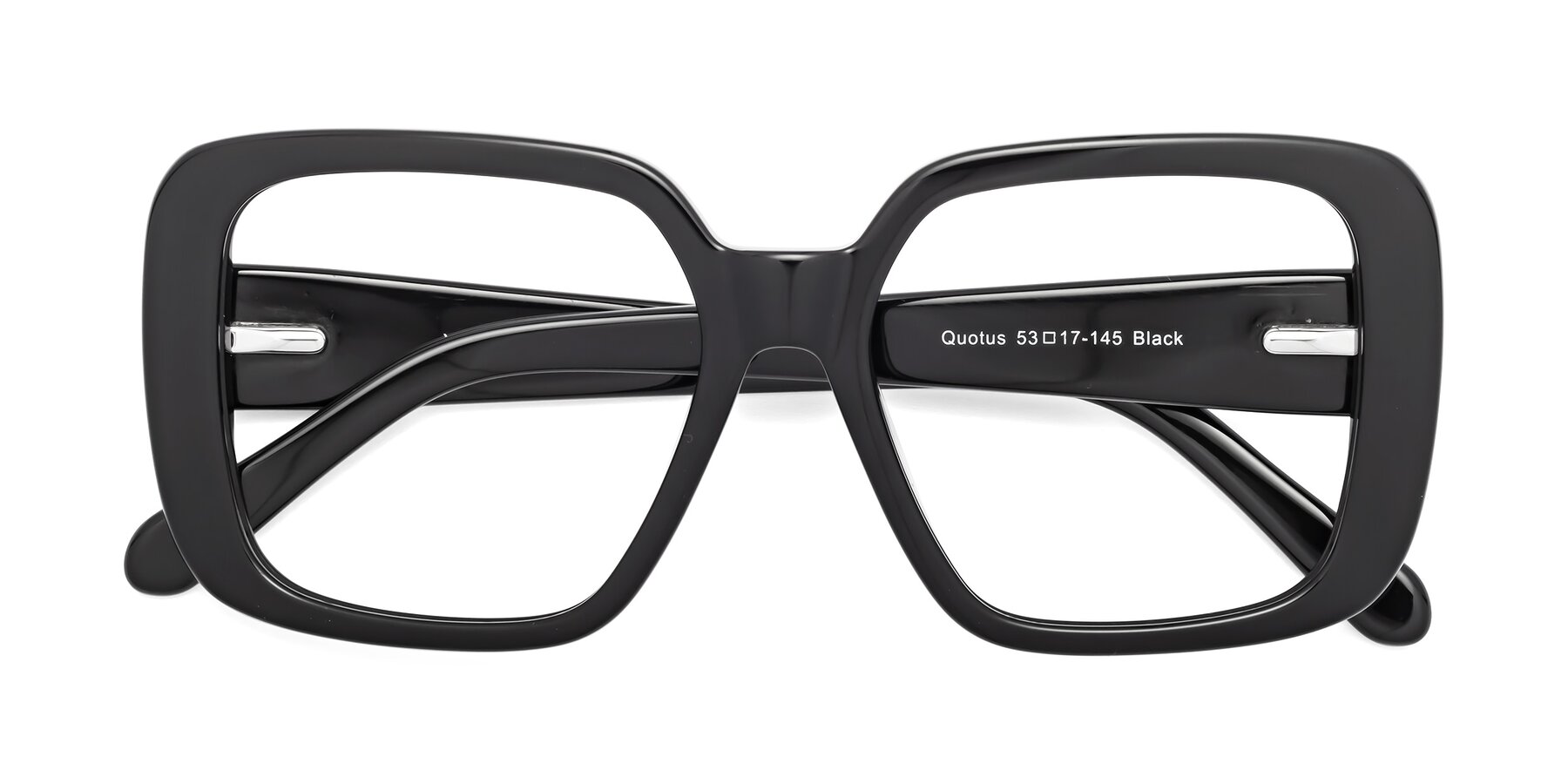 Folded Front of Quotus in Black with Clear Eyeglass Lenses