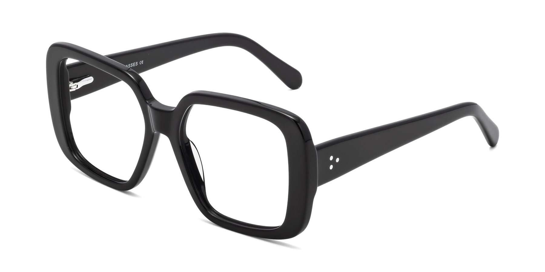Angle of Quotus in Black with Clear Blue Light Blocking Lenses