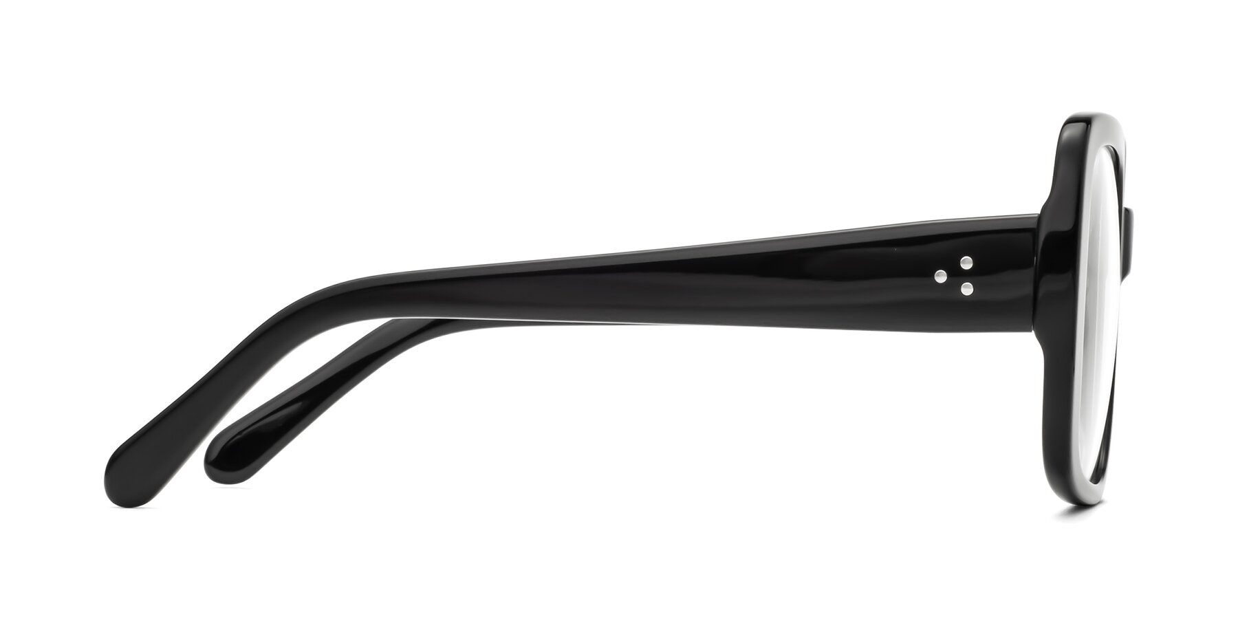 Side of Quotus in Black with Clear Eyeglass Lenses