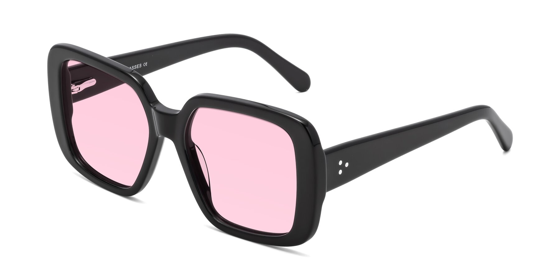 Angle of Quotus in Black with Light Pink Tinted Lenses