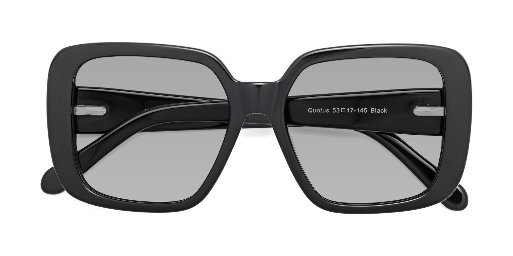 Folded Front of Quotus in Black with Light Gray Tinted Lenses