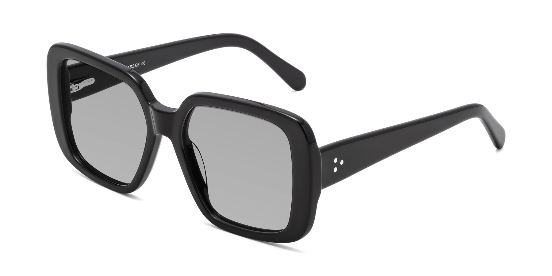 Angle of Quotus in Black with Light Gray Tinted Lenses
