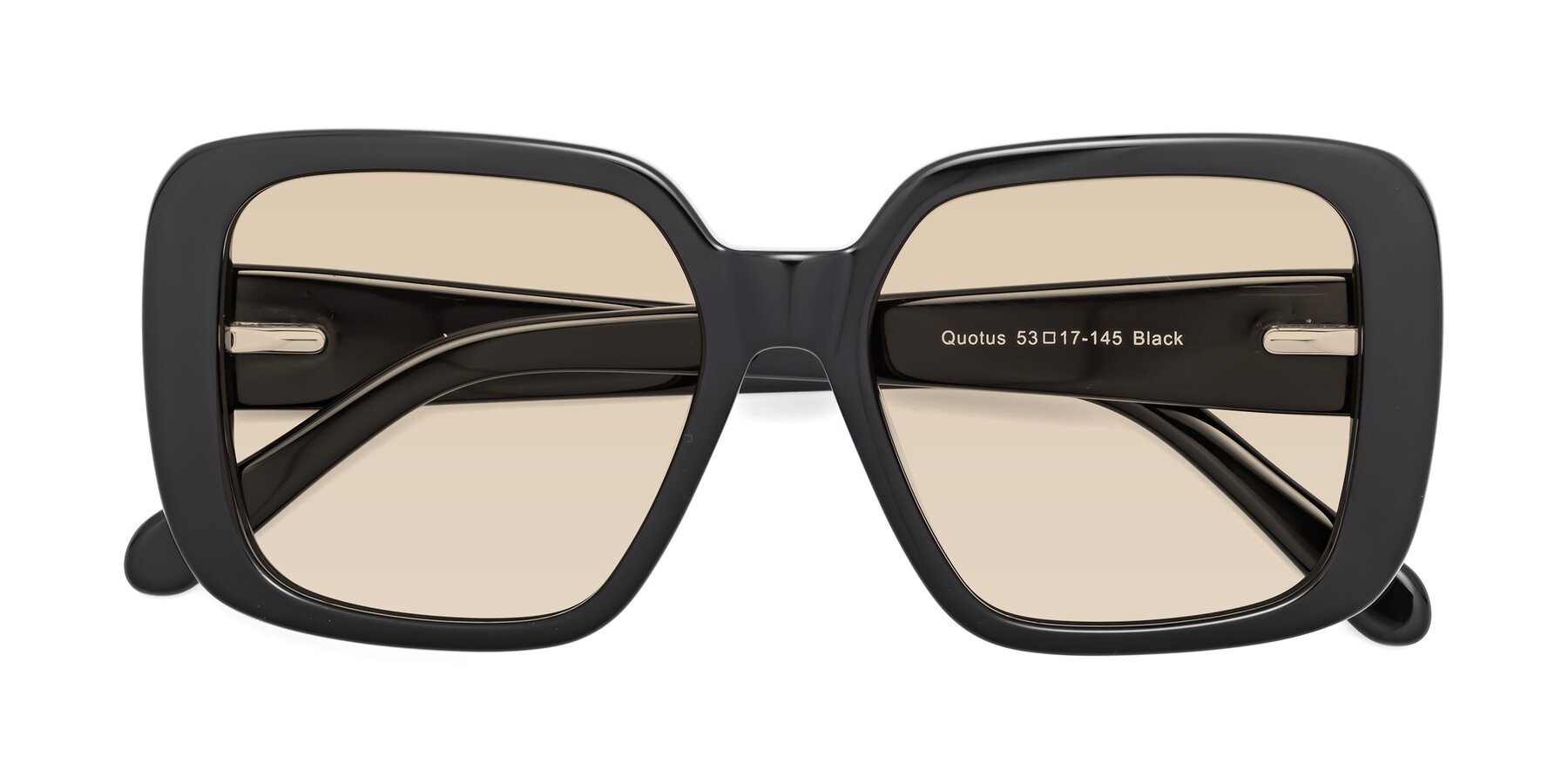 Folded Front of Quotus in Black with Light Brown Tinted Lenses