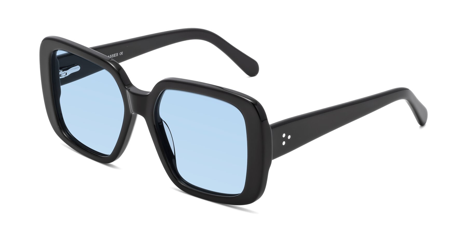 Angle of Quotus in Black with Light Blue Tinted Lenses