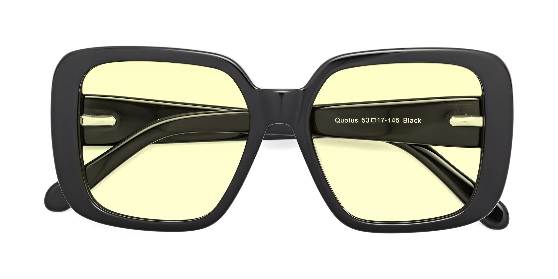 Folded Front of Quotus in Black with Light Yellow Tinted Lenses