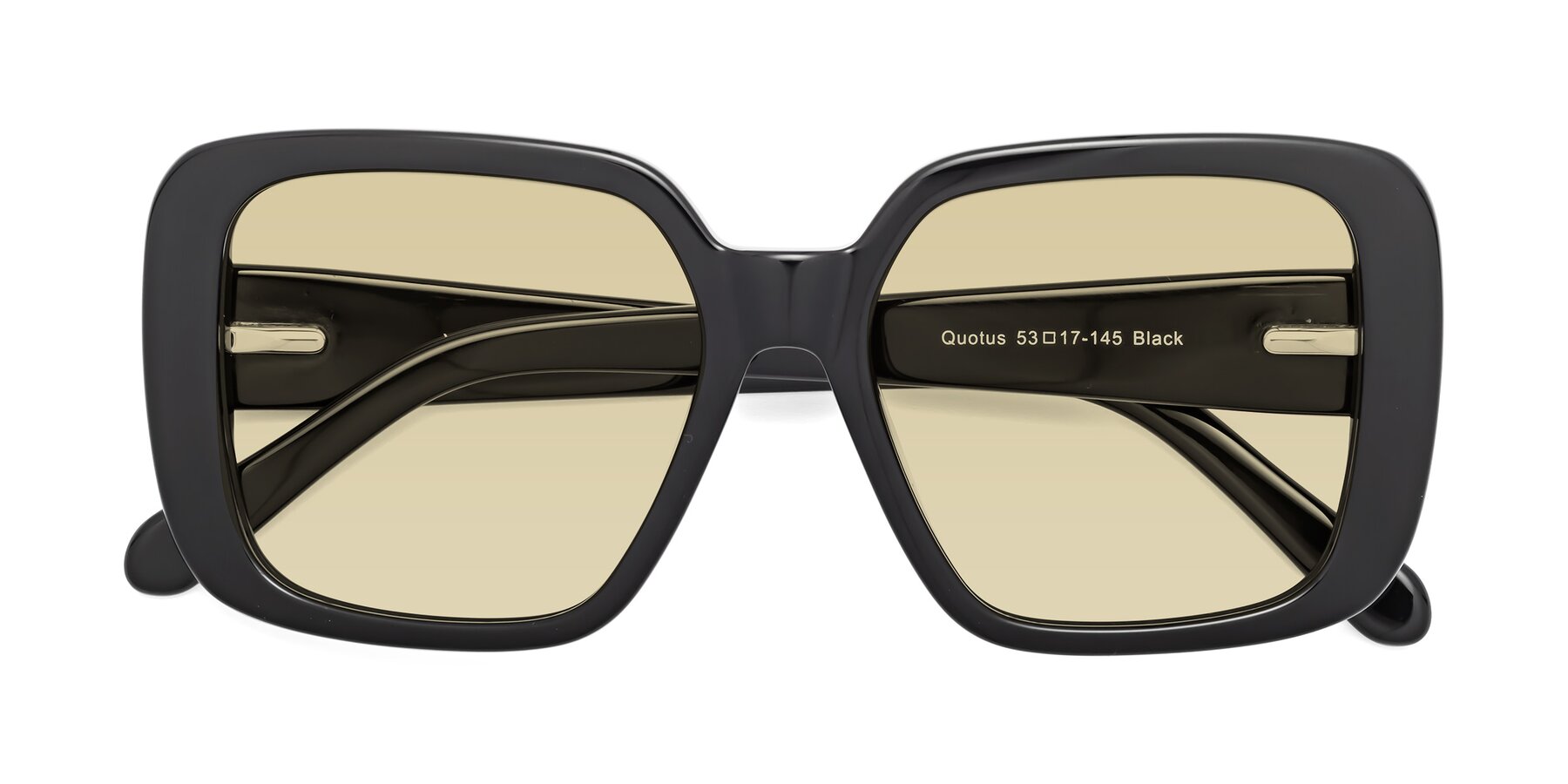 Folded Front of Quotus in Black with Light Champagne Tinted Lenses
