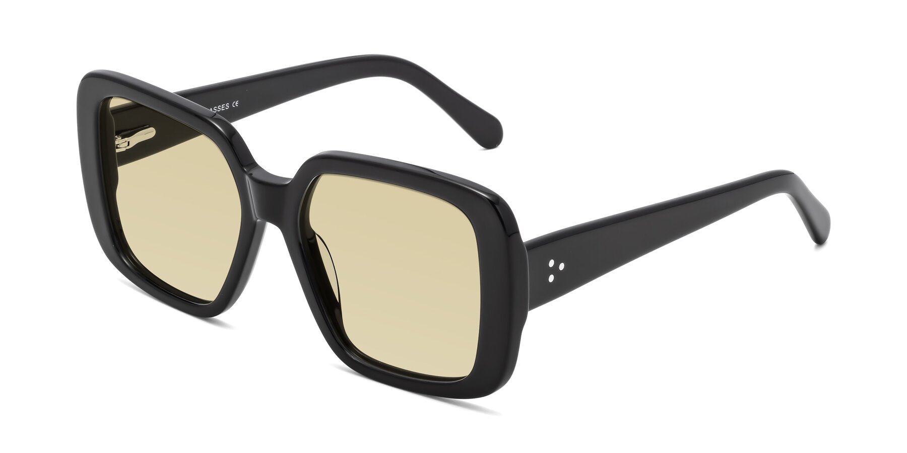 Angle of Quotus in Black with Light Champagne Tinted Lenses