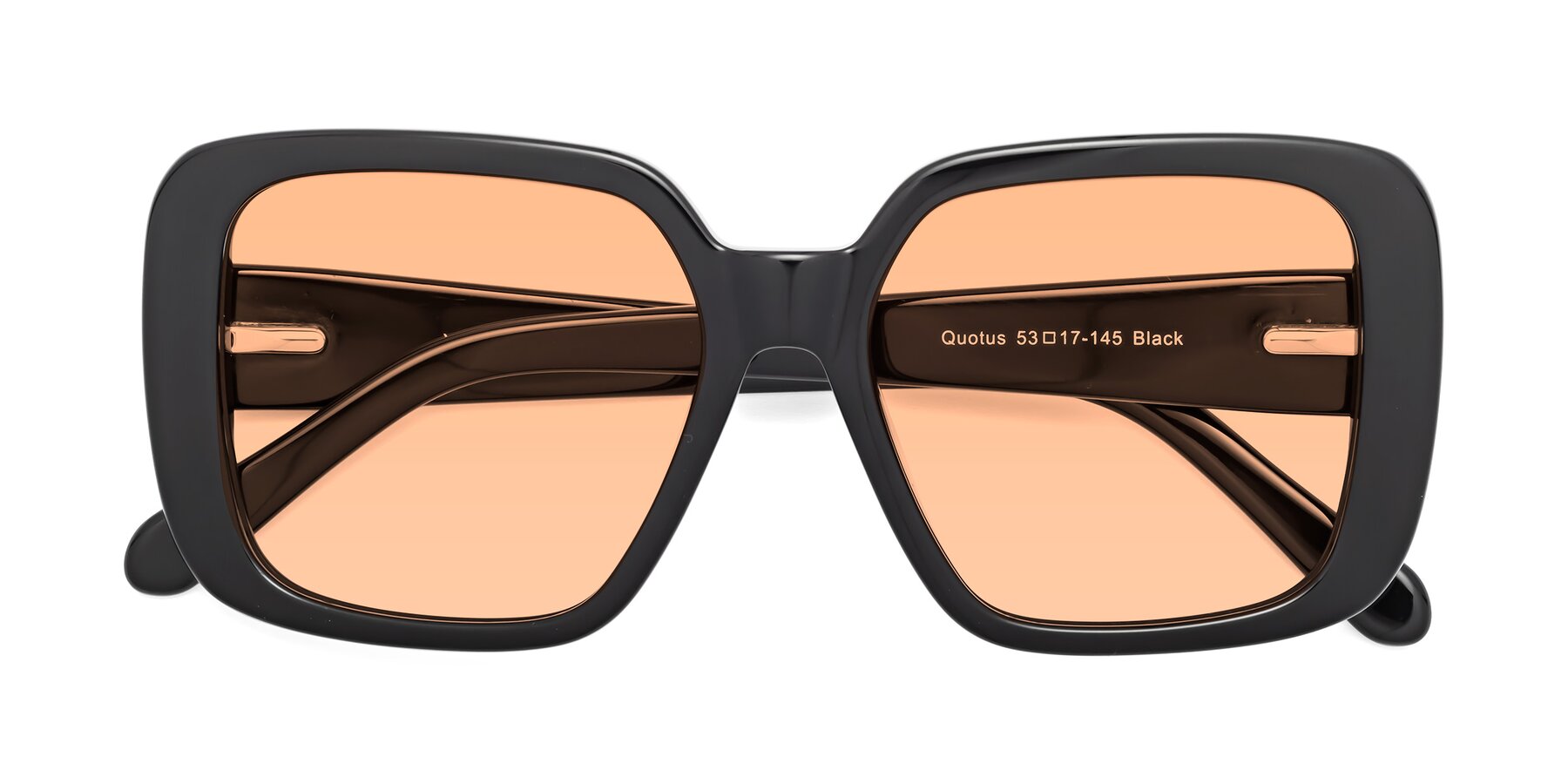 Folded Front of Quotus in Black with Light Orange Tinted Lenses