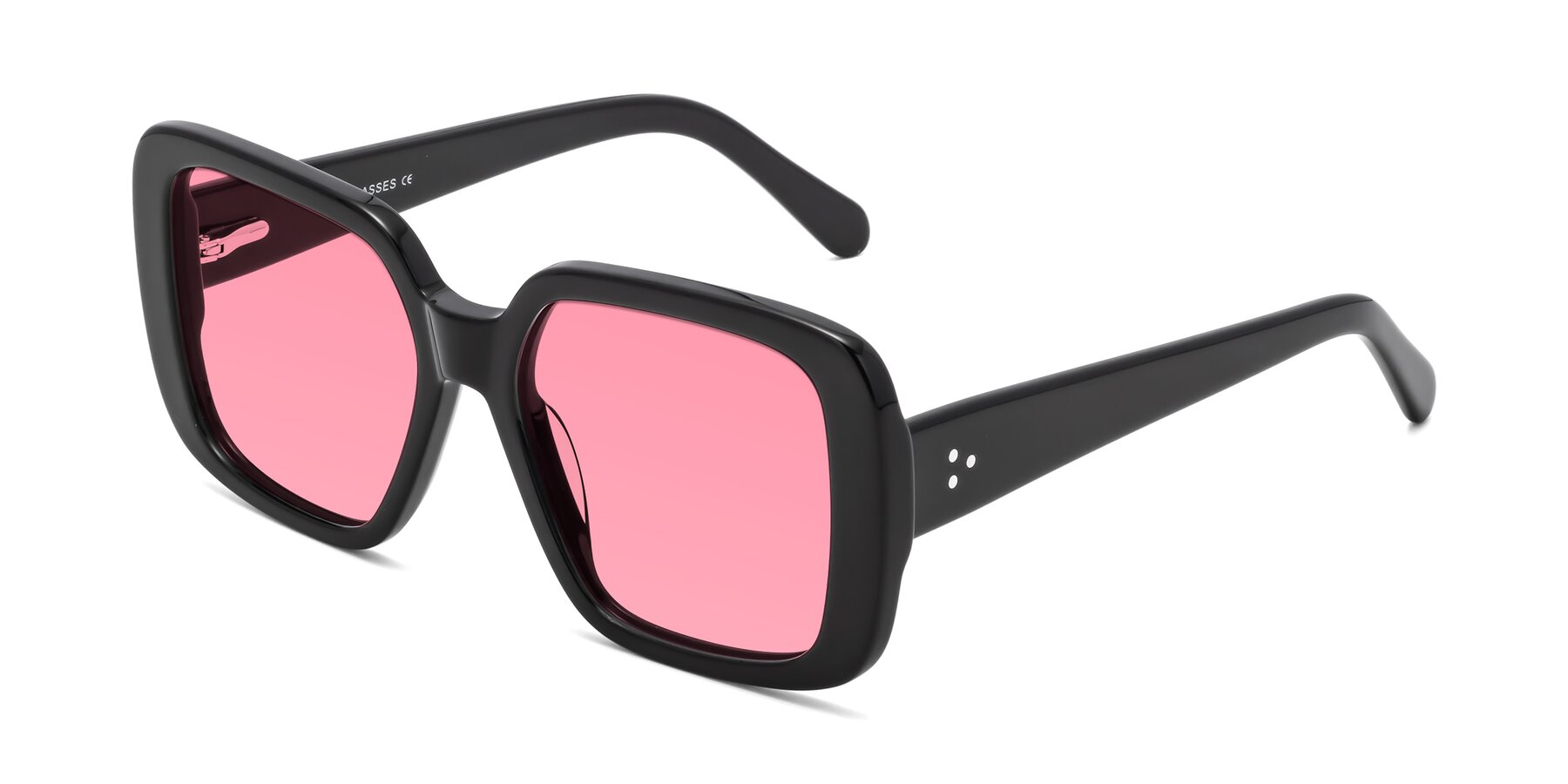 Angle of Quotus in Black with Pink Tinted Lenses