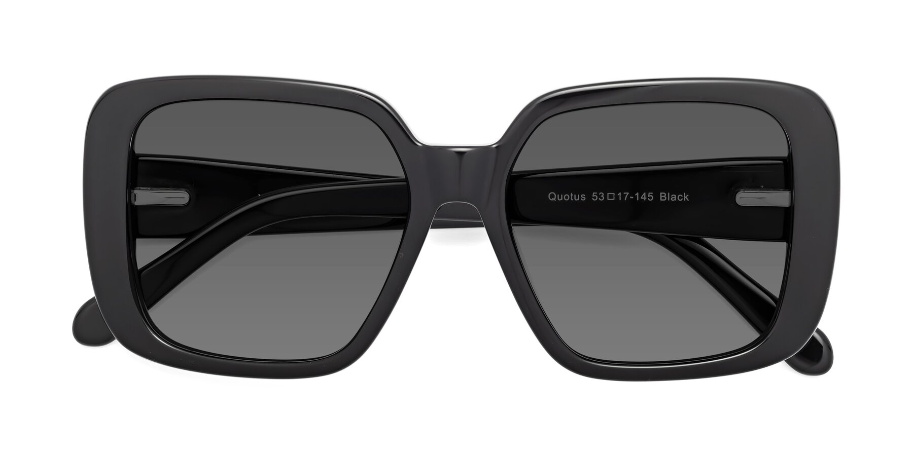 Folded Front of Quotus in Black with Medium Gray Tinted Lenses