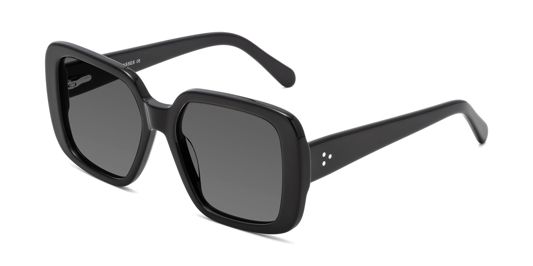 Angle of Quotus in Black with Medium Gray Tinted Lenses