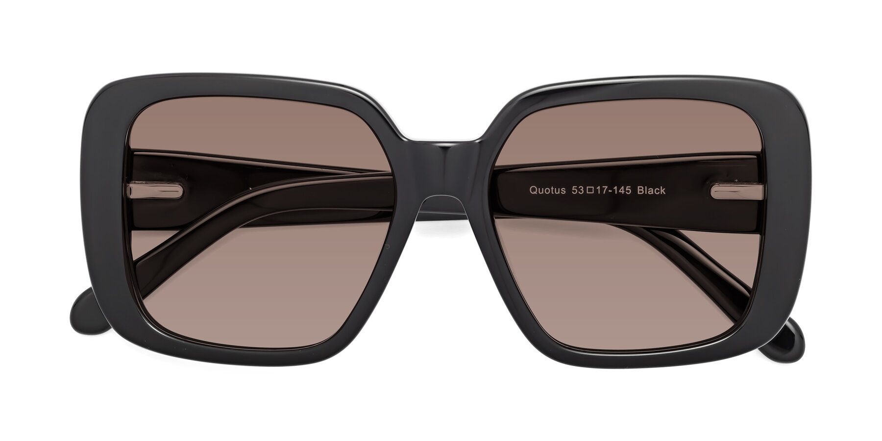 Folded Front of Quotus in Black with Medium Brown Tinted Lenses