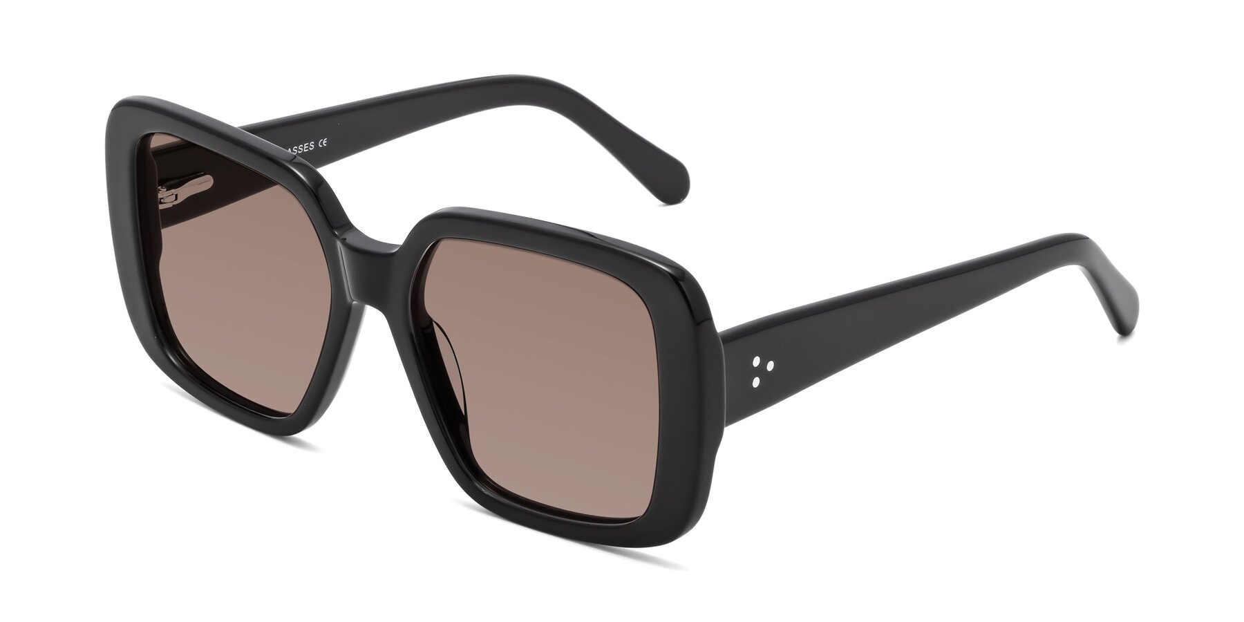 Angle of Quotus in Black with Medium Brown Tinted Lenses