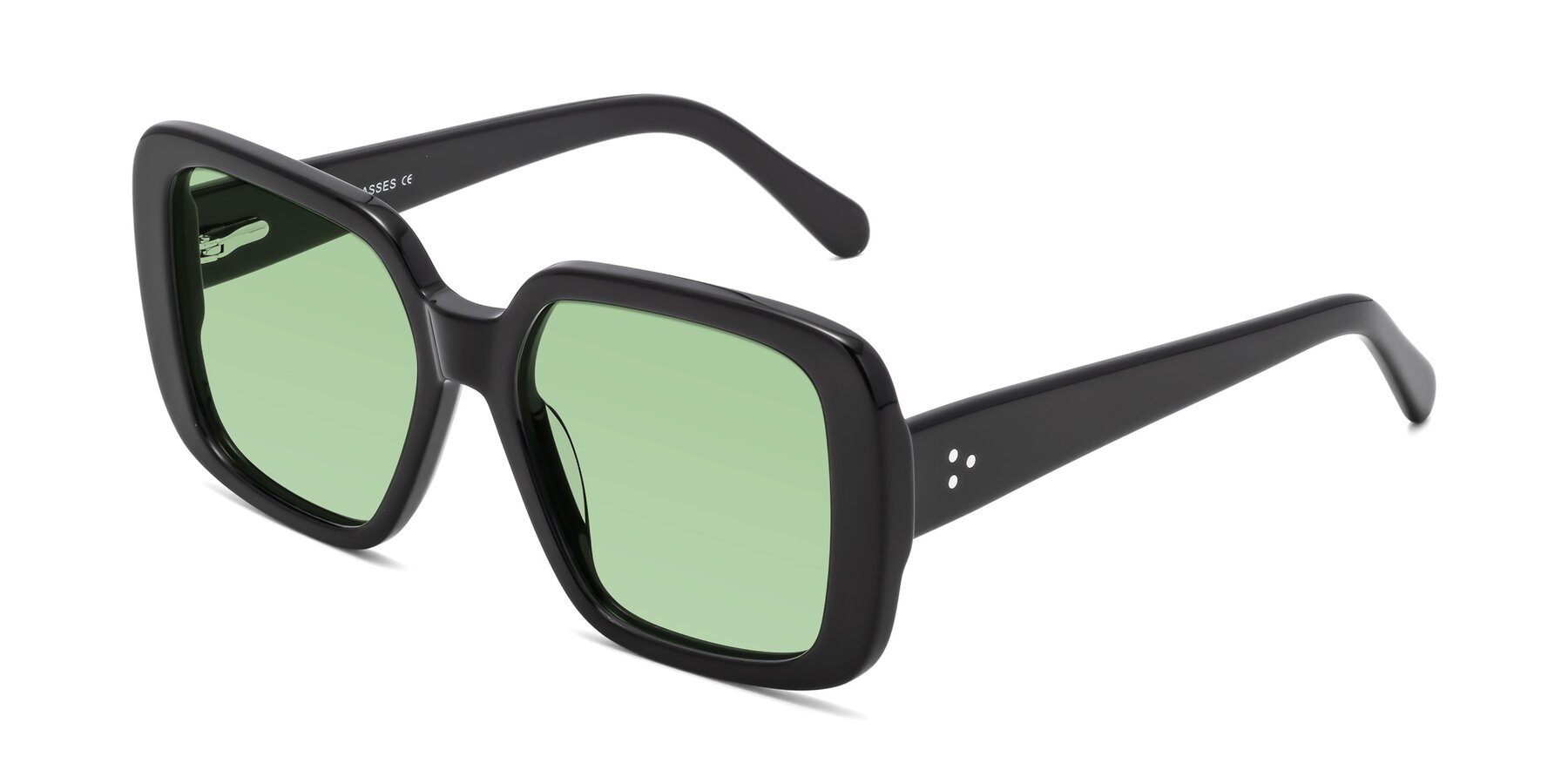 Angle of Quotus in Black with Medium Green Tinted Lenses