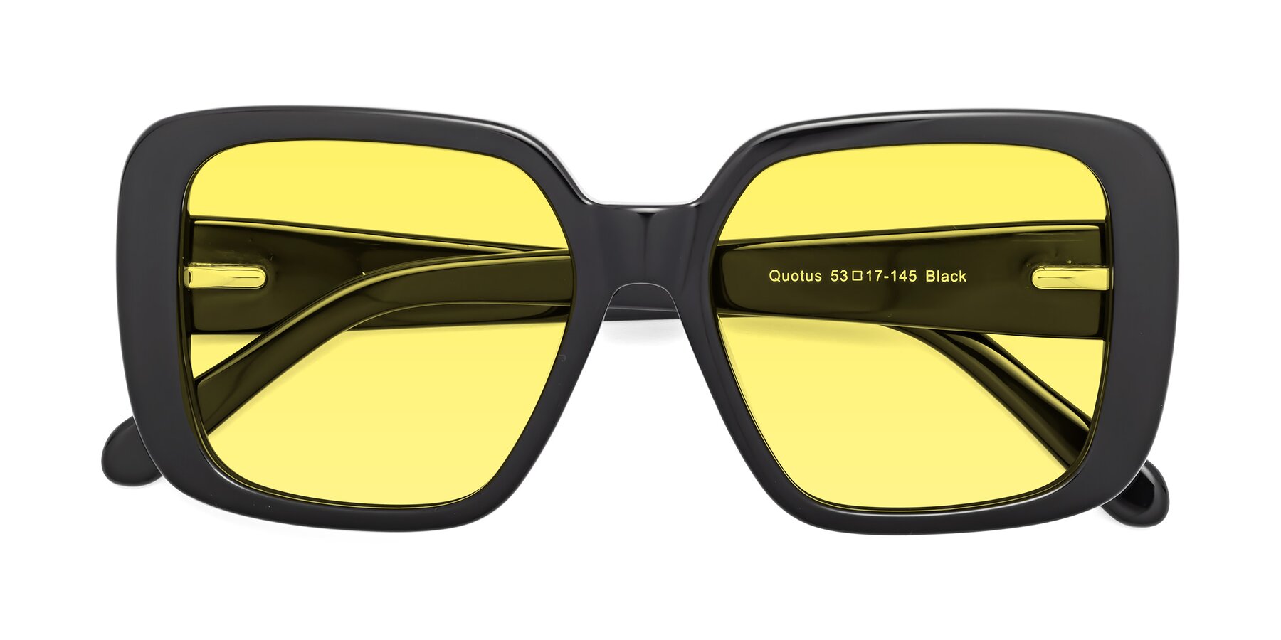 Folded Front of Quotus in Black with Medium Yellow Tinted Lenses
