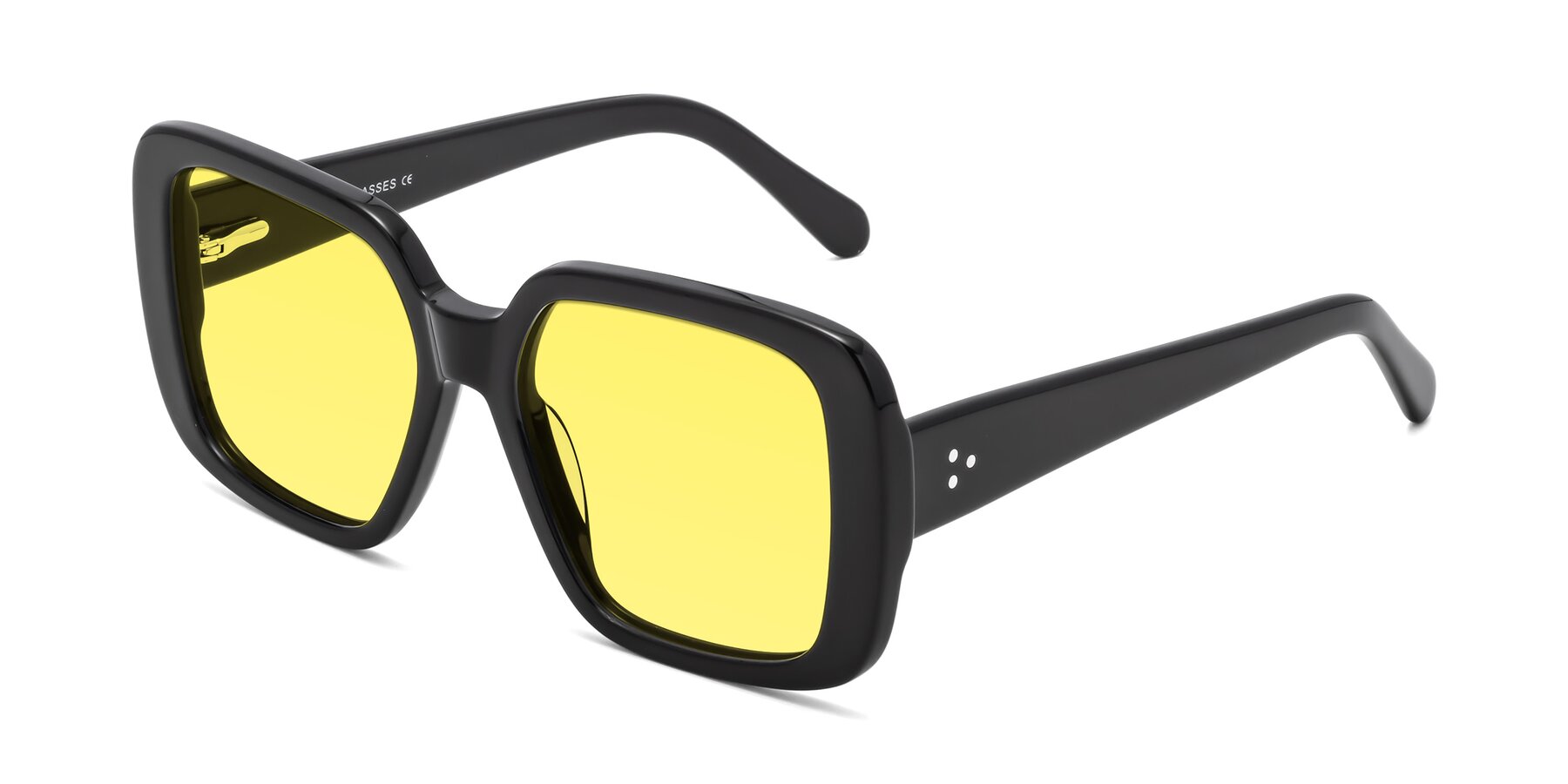 Angle of Quotus in Black with Medium Yellow Tinted Lenses