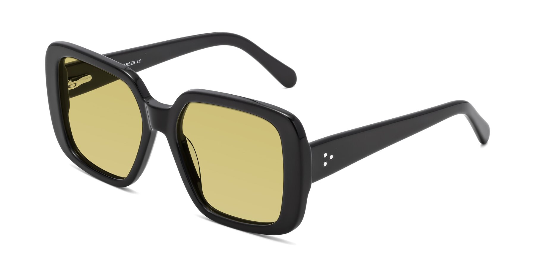 Angle of Quotus in Black with Medium Champagne Tinted Lenses