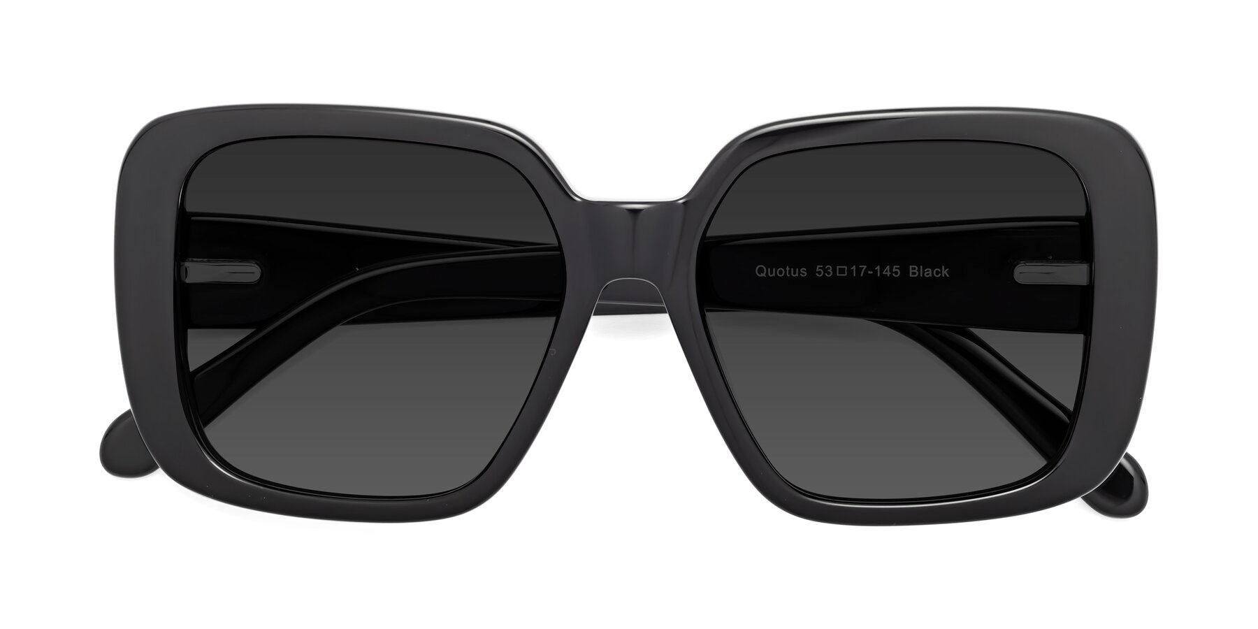 Folded Front of Quotus in Black with Gray Tinted Lenses