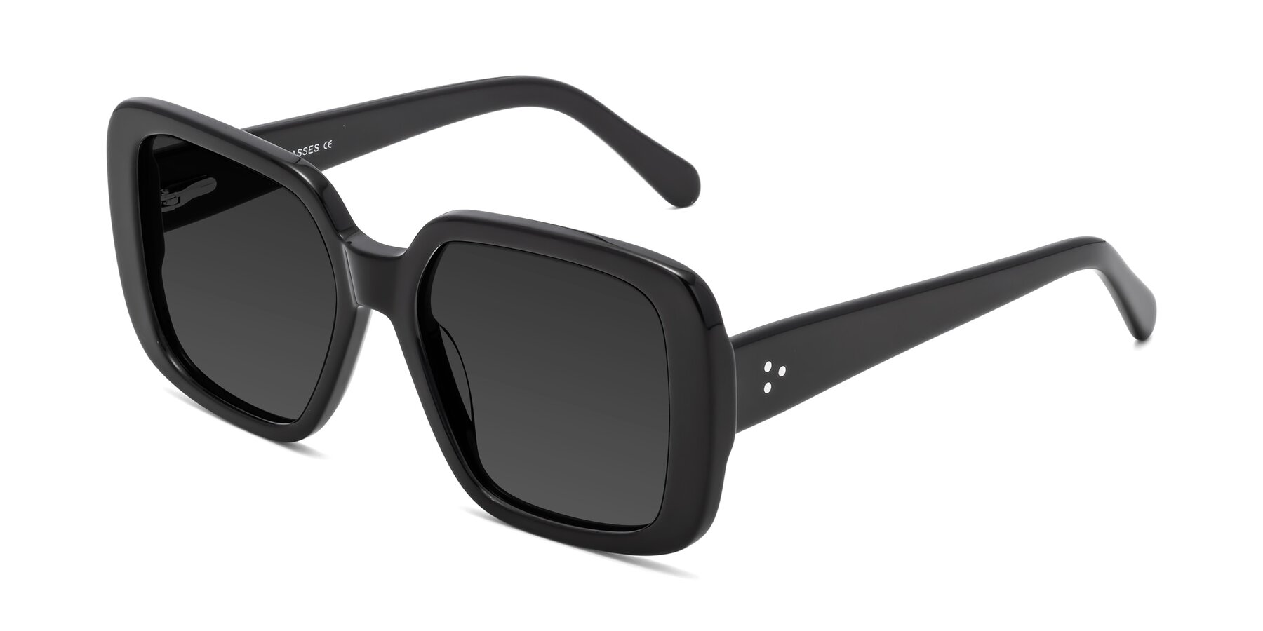 Angle of Quotus in Black with Gray Tinted Lenses