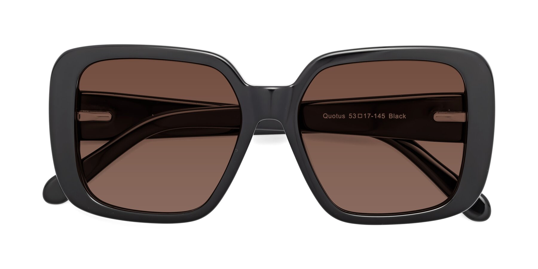 Folded Front of Quotus in Black with Brown Tinted Lenses