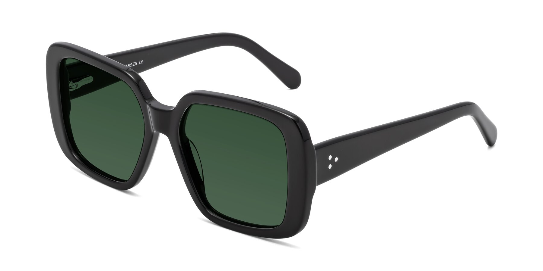 Angle of Quotus in Black with Green Tinted Lenses