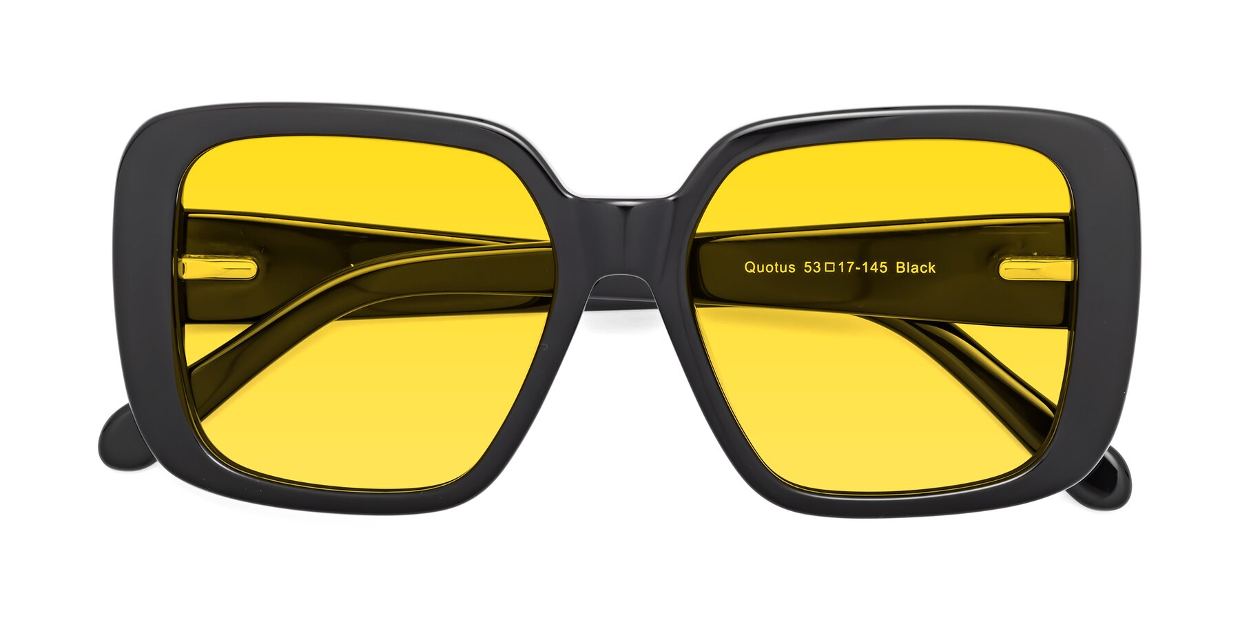 Folded Front of Quotus in Black with Yellow Tinted Lenses