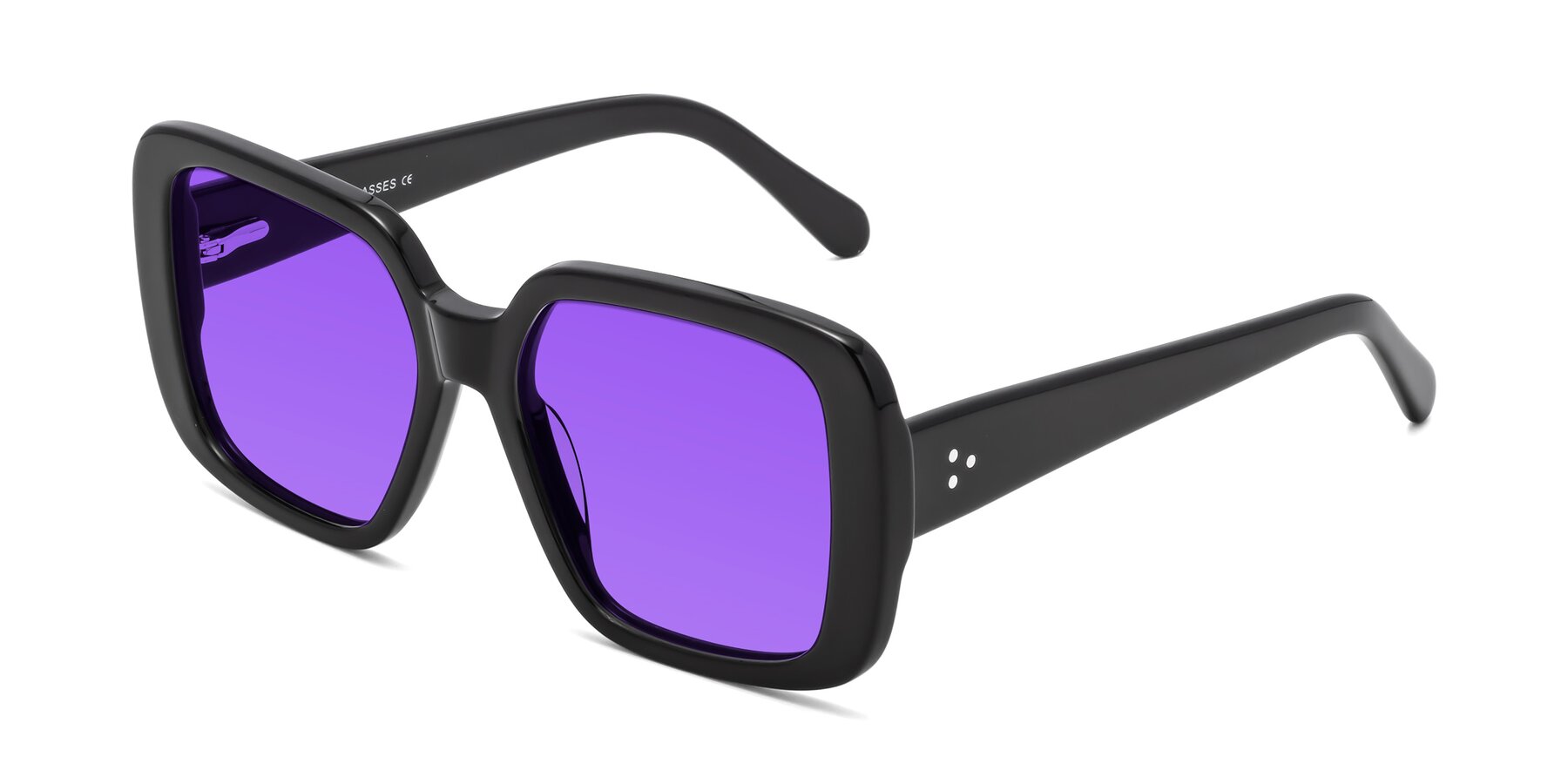 Angle of Quotus in Black with Purple Tinted Lenses