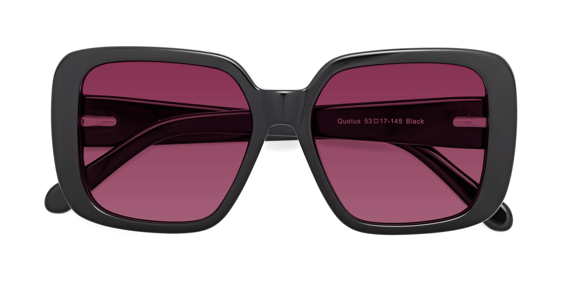 Folded Front of Quotus in Black with Wine Tinted Lenses