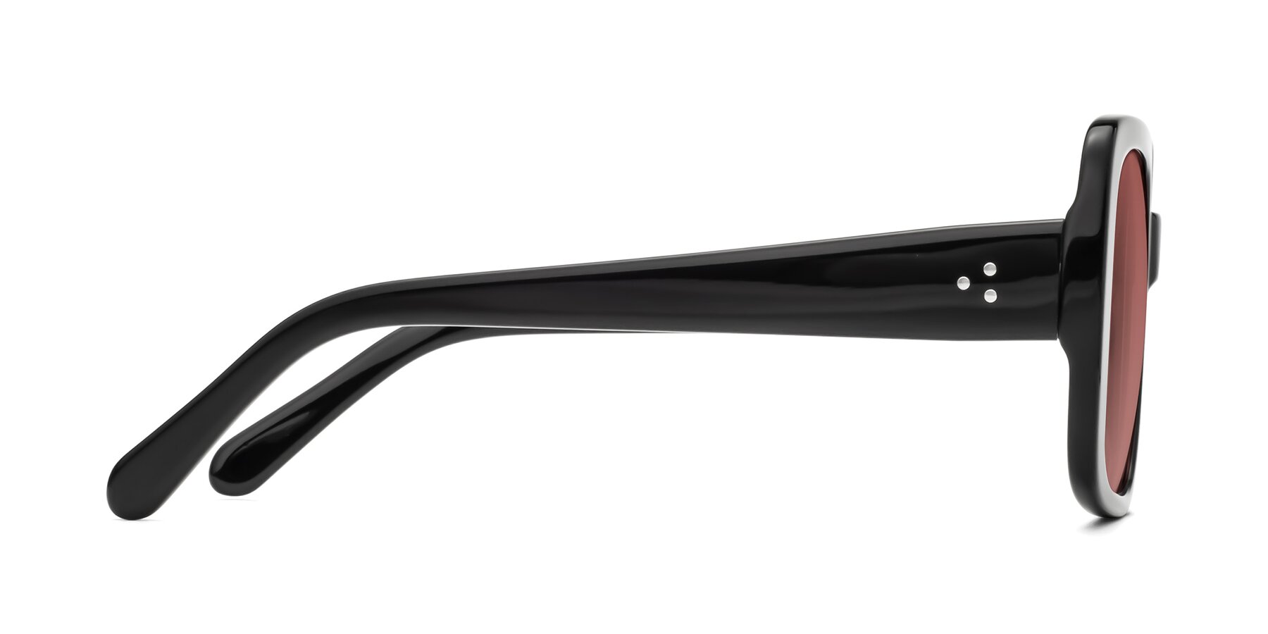 Side of Quotus in Black with Garnet Tinted Lenses