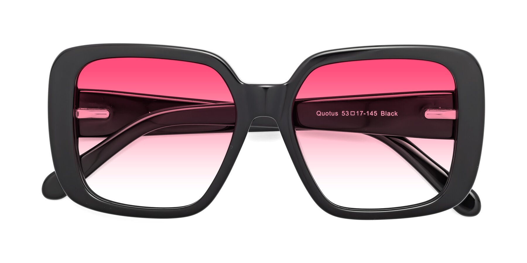 Folded Front of Quotus in Black with Pink Gradient Lenses