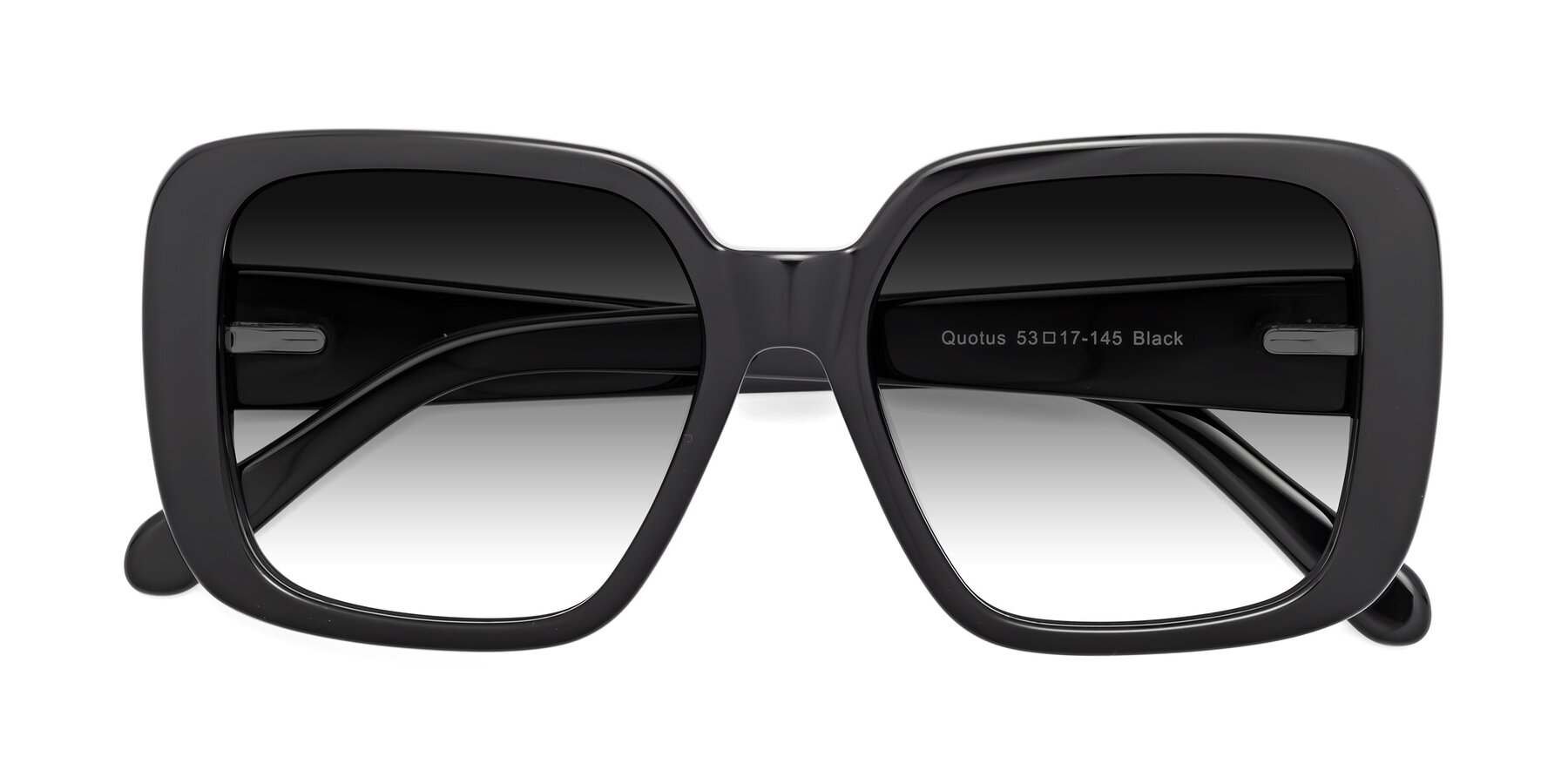 Folded Front of Quotus in Black with Gray Gradient Lenses