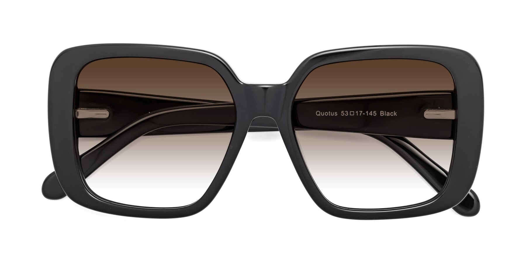 Folded Front of Quotus in Black with Brown Gradient Lenses