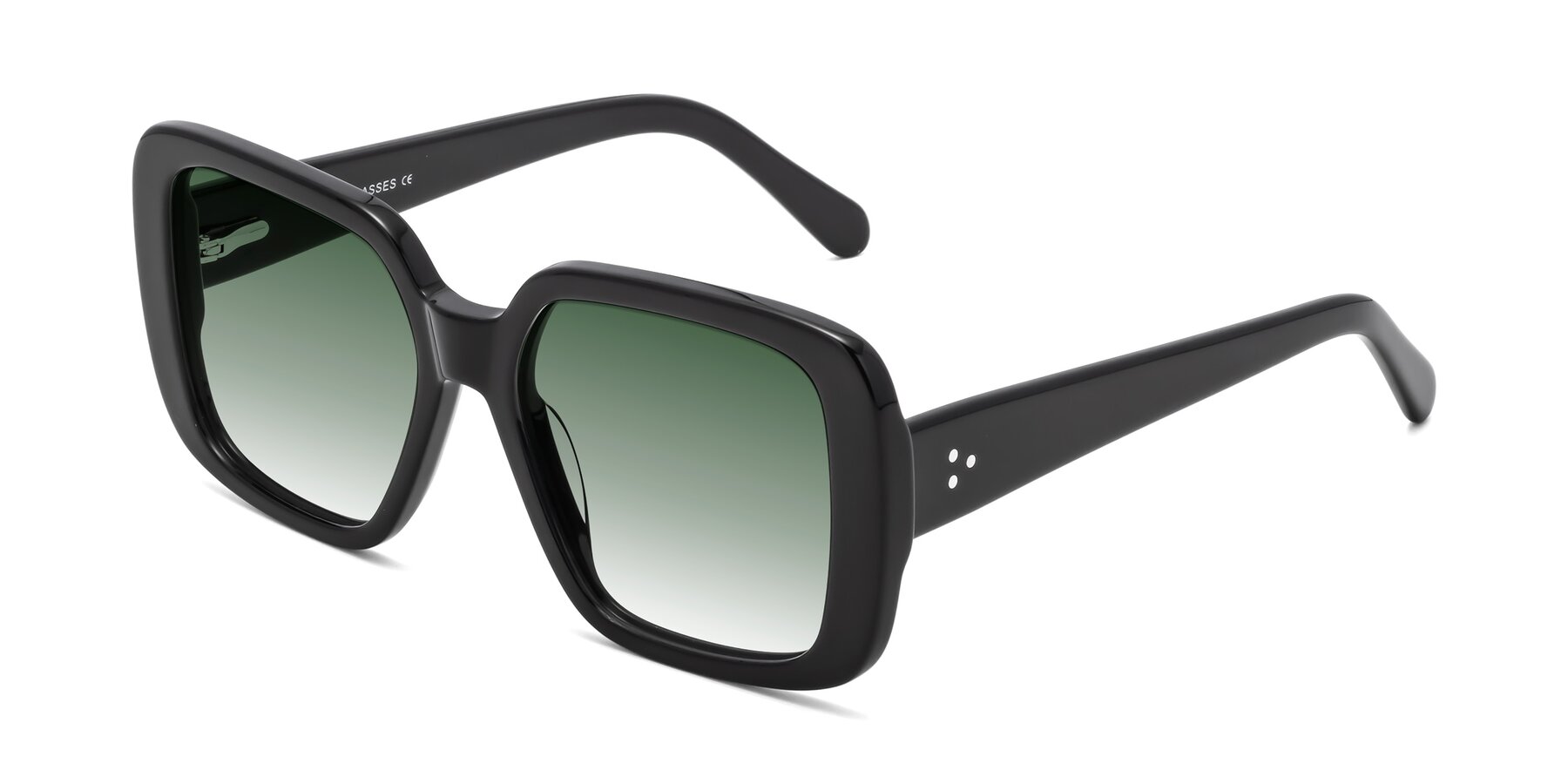 Angle of Quotus in Black with Green Gradient Lenses
