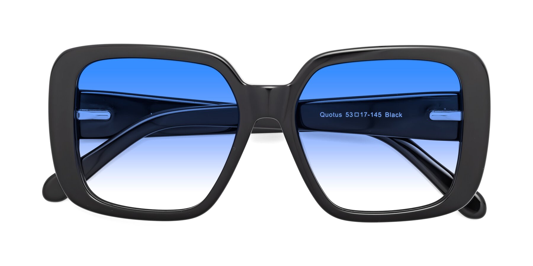 Folded Front of Quotus in Black with Blue Gradient Lenses