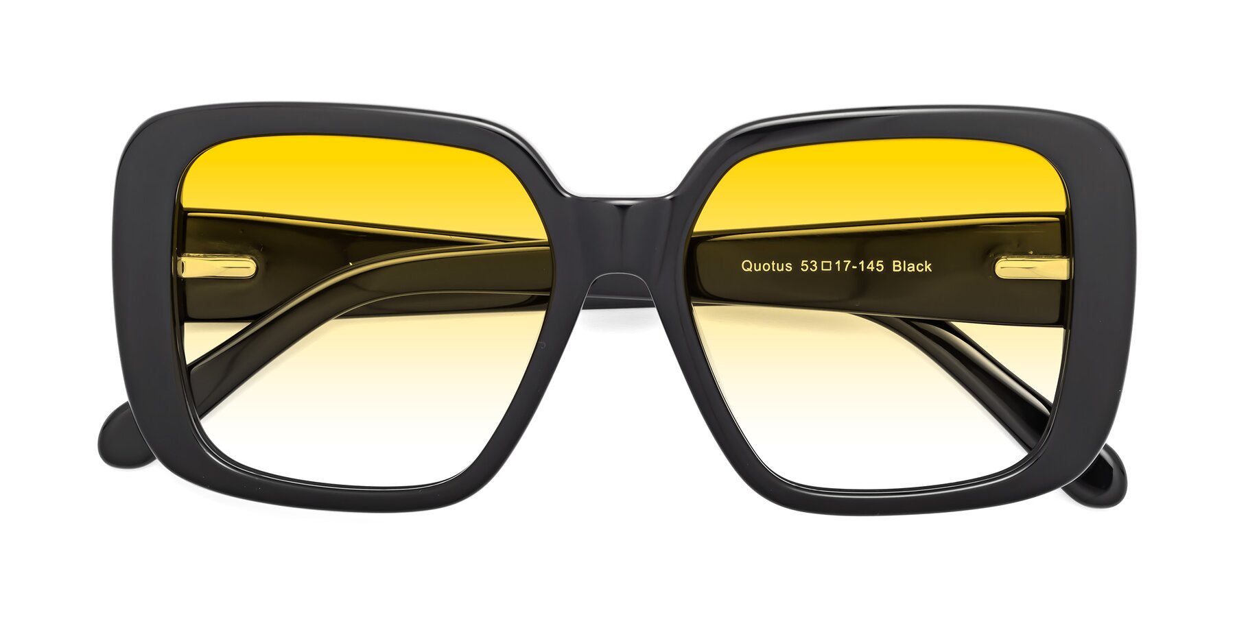 Folded Front of Quotus in Black with Yellow Gradient Lenses