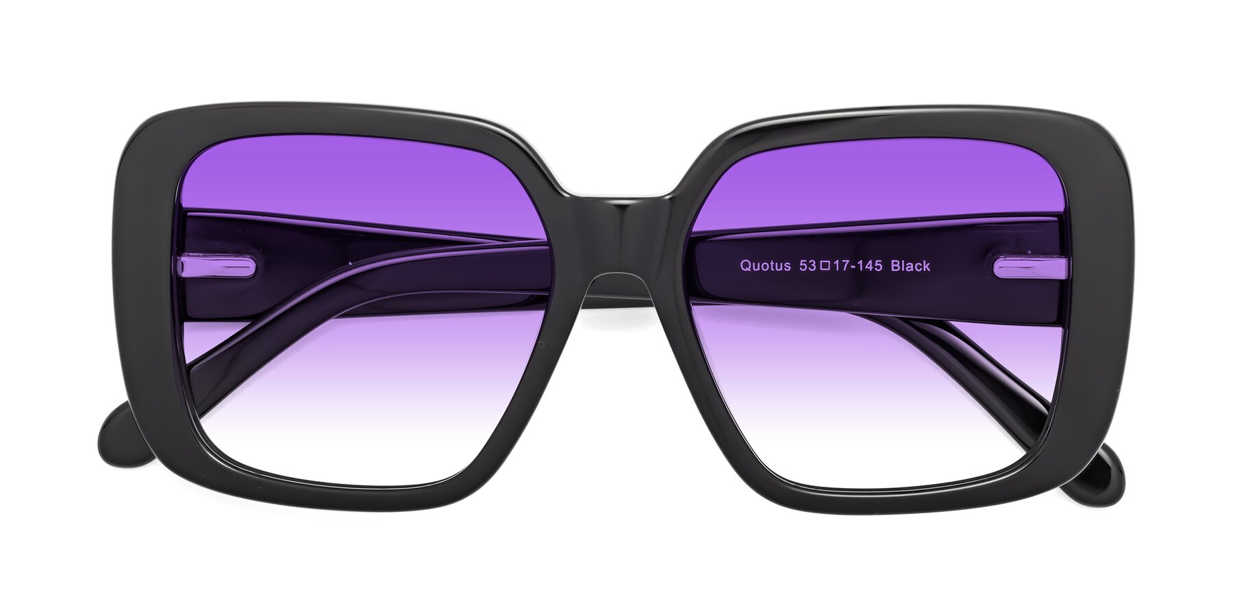 Folded Front of Quotus in Black with Purple Gradient Lenses