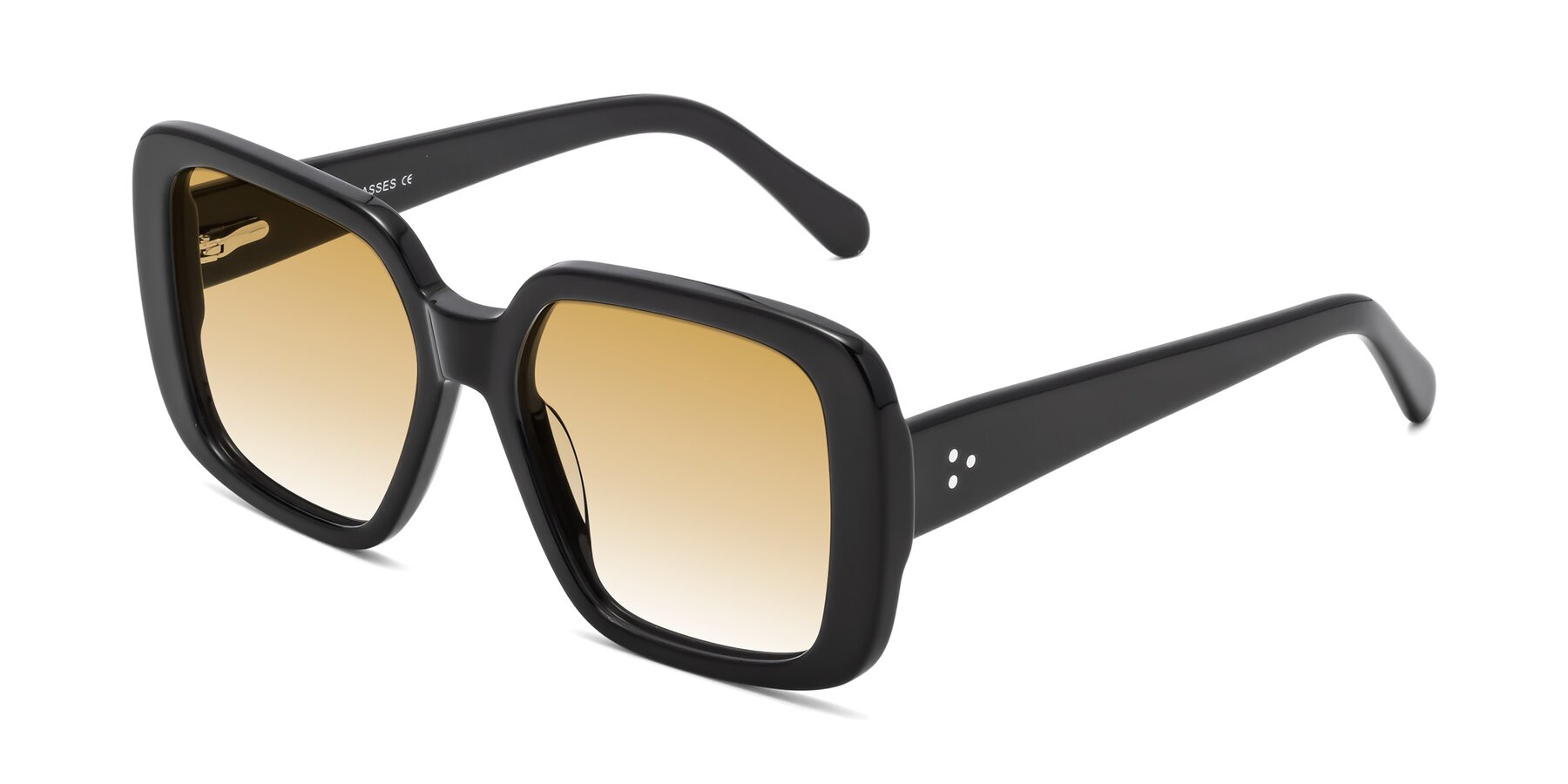 Angle of Quotus in Black with Champagne Gradient Lenses