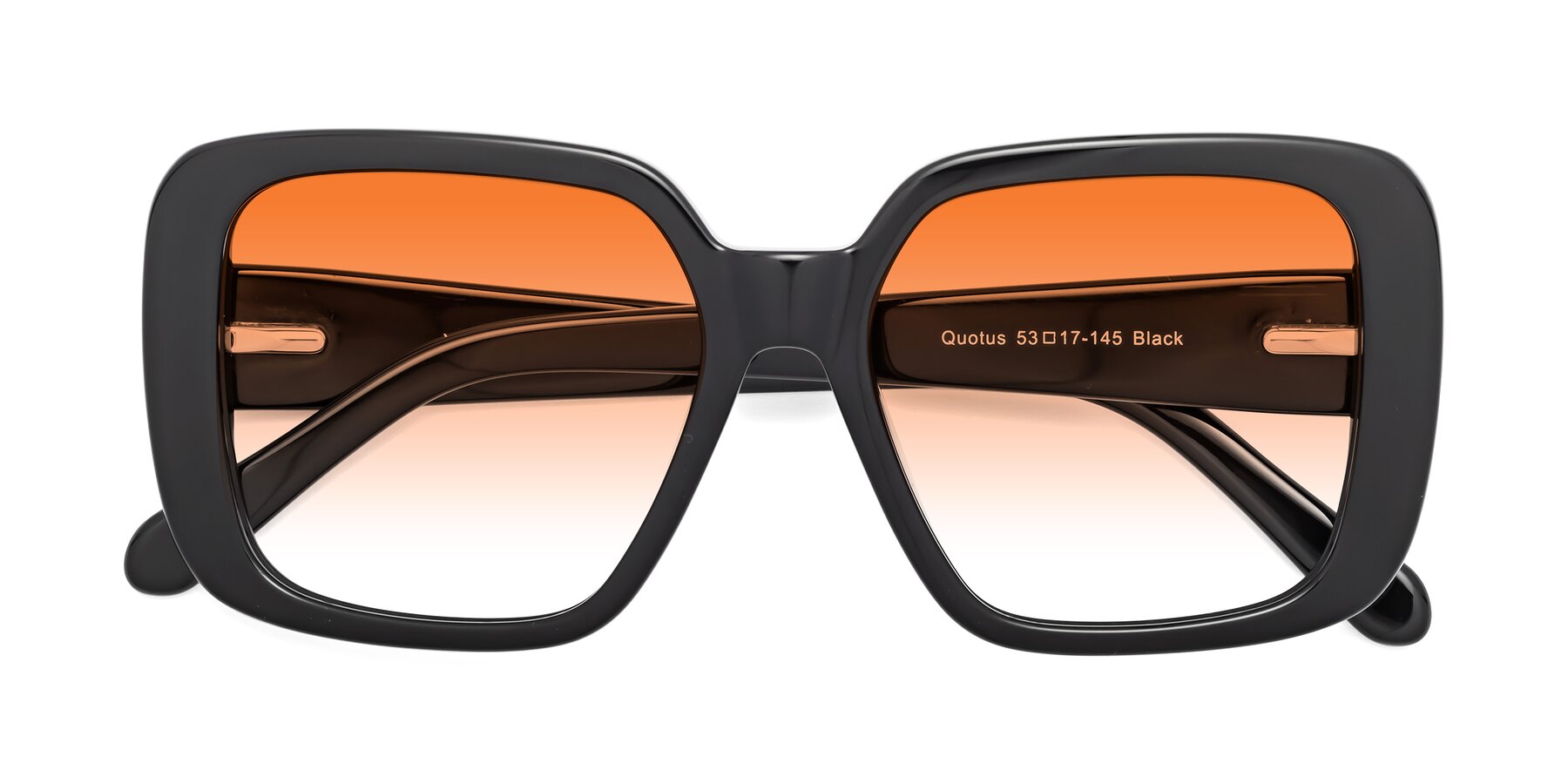 Folded Front of Quotus in Black with Orange Gradient Lenses