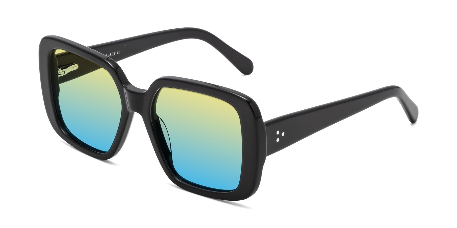 Angle of Quotus in Black with Yellow / Blue Gradient Lenses