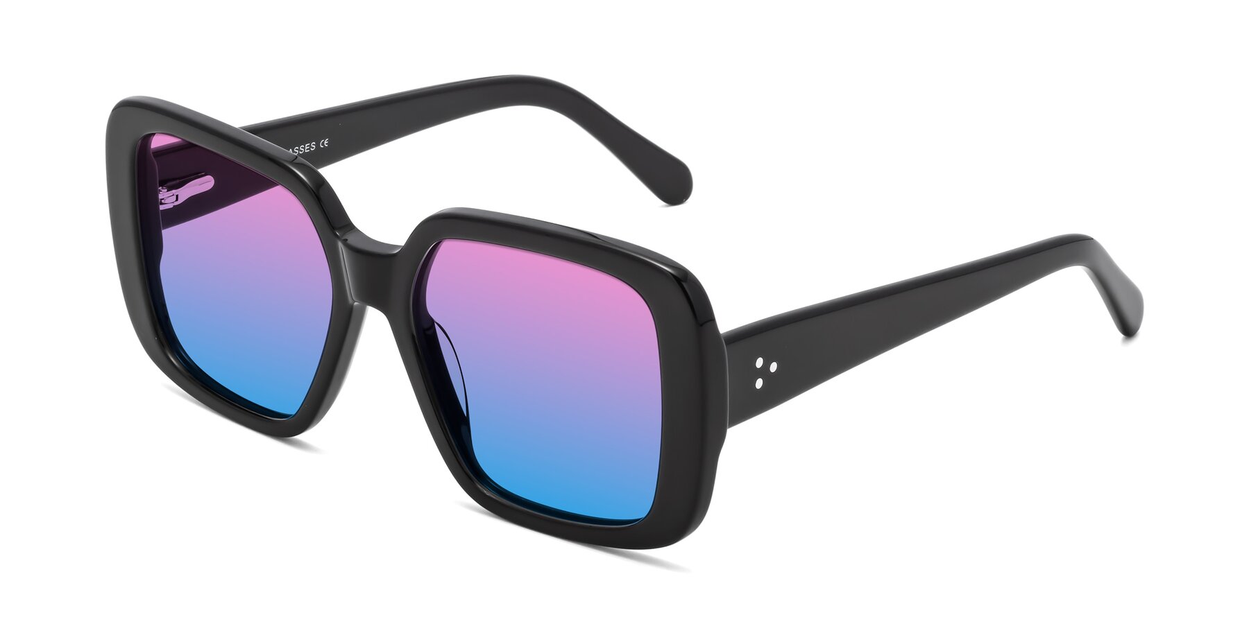 Angle of Quotus in Black with Pink / Blue Gradient Lenses