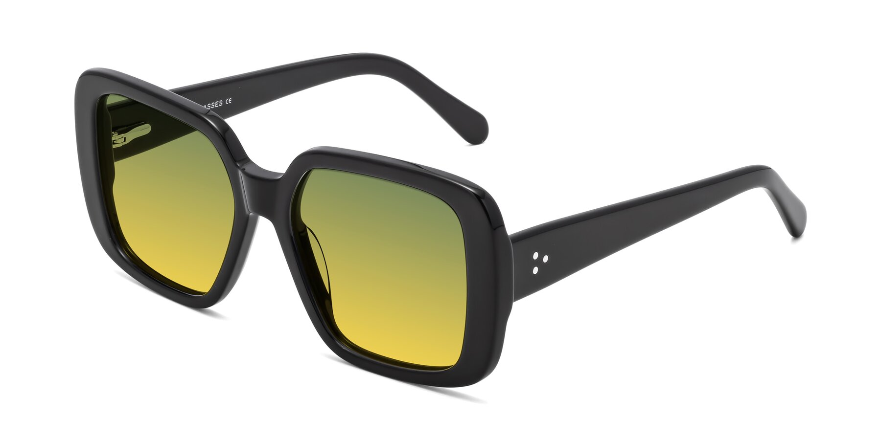 Angle of Quotus in Black with Green / Yellow Gradient Lenses