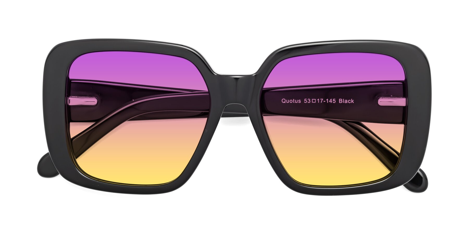 Folded Front of Quotus in Black with Purple / Yellow Gradient Lenses