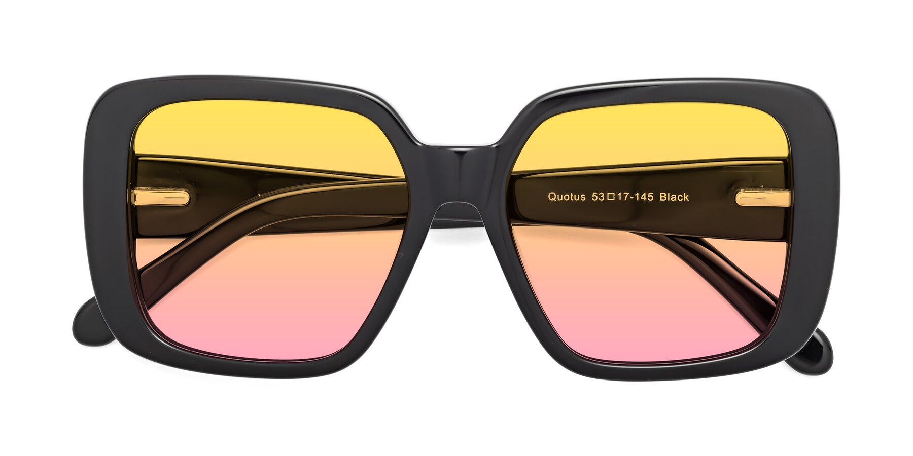 Folded Front of Quotus in Black with Yellow / Pink Gradient Lenses