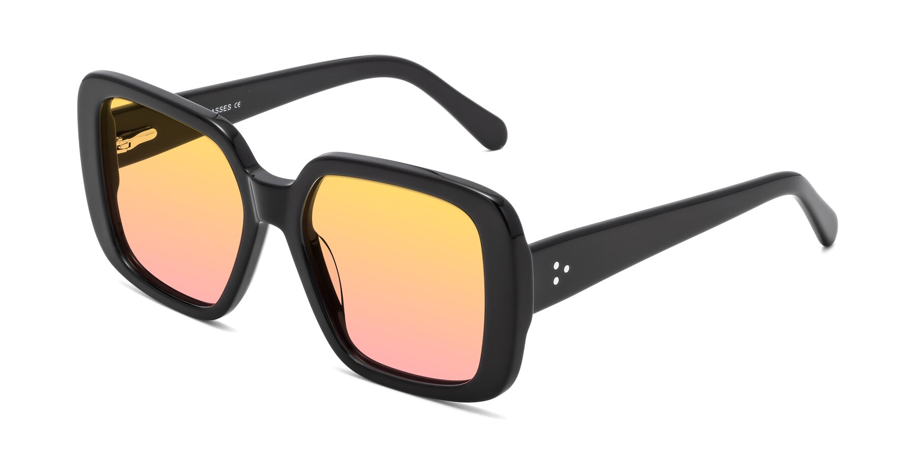 Angle of Quotus in Black with Yellow / Pink Gradient Lenses