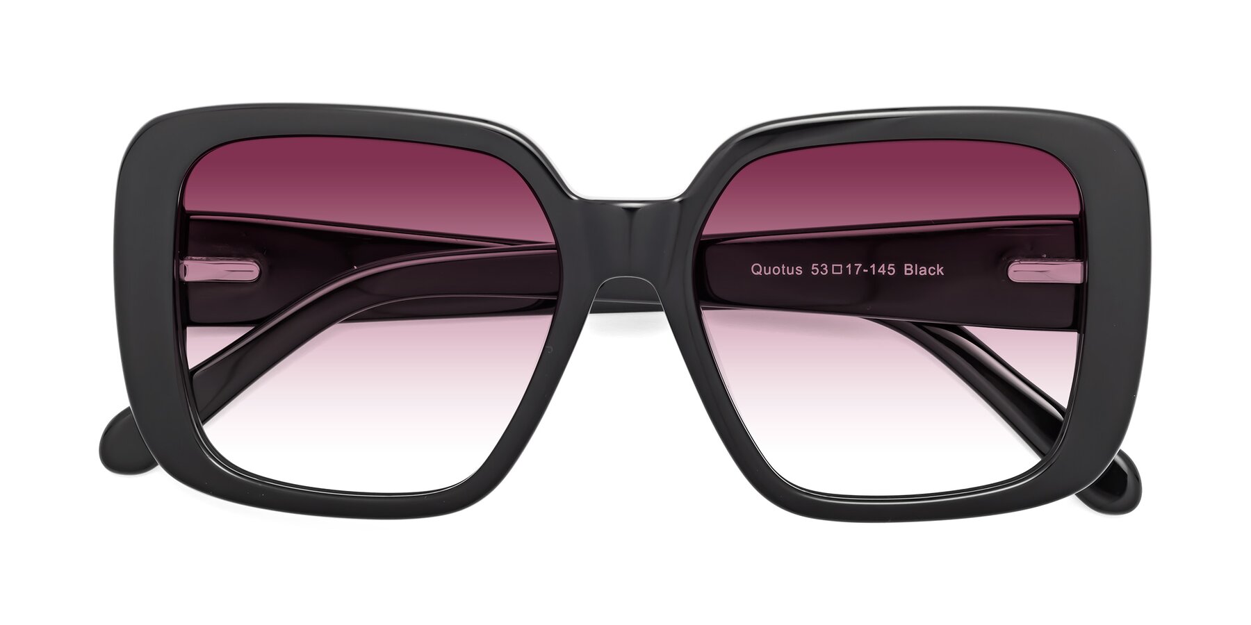 Folded Front of Quotus in Black with Wine Gradient Lenses